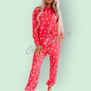 Comfy Hearts Premium Lounge Pajama Pants & Top 2 pc Set